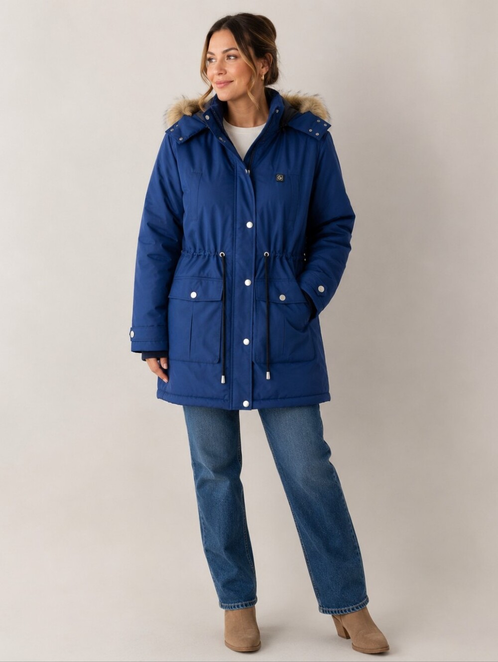 Doumern Graphene Heated Parka Jacket - Women’s Large - Navy Blue